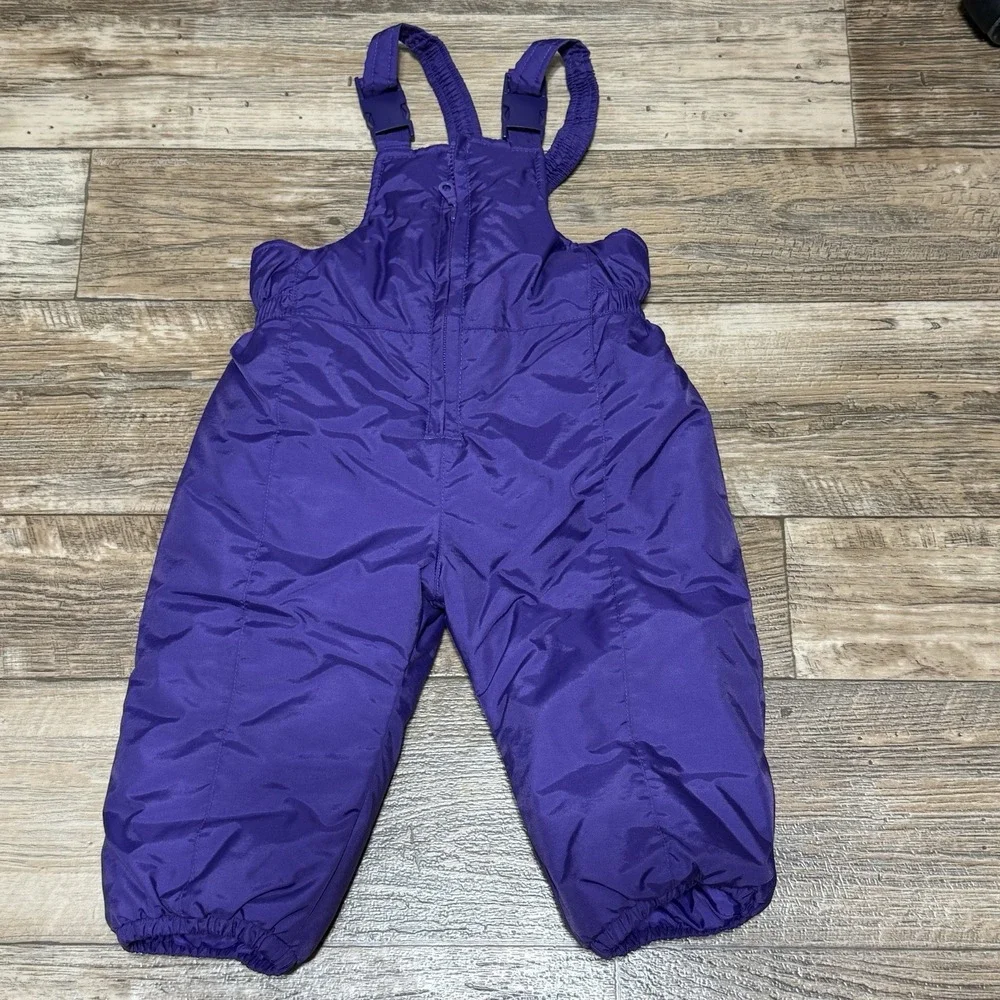 London Fog Kids Girl 18mo Snow Bib‎ Overalls Ski Pants Purple Adjustable Strap